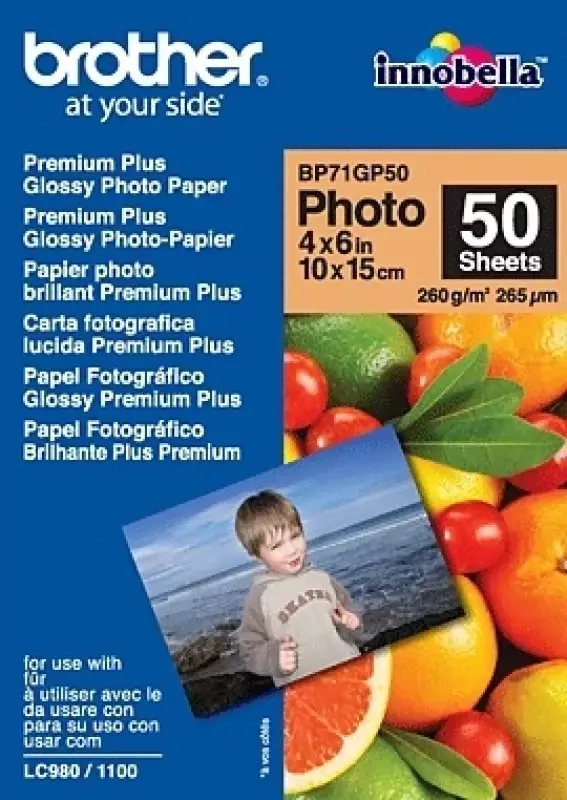 Papel "Glossy" 10x15. 50 folhas. p/ 130/ 145/ 330/ 350/ 240/ 440/ 465/ 540/ 560/ 660/ 750/ 770/ 3360/ 5460/ 845/ 885