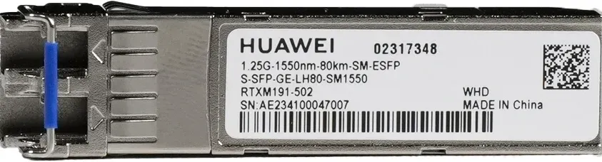 Placa de rede HUAWEI eKit S-SFP-GE-LH80-SM1550 SFP 1000 Mbit/s LC Fibra Óptica 80 km