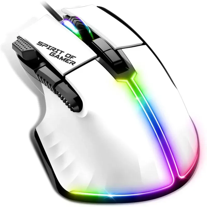 Spirit of Gamer Pro M5 RGB Rato Gaming 12800DPI Branco
