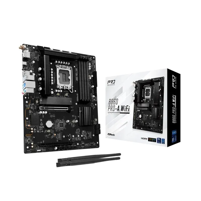 Asrock B860 Pro-A WiFi Motherboard ATX Intel LGA 1851 B860 WiFi 6E DDR5 M.2 2.5G LAN