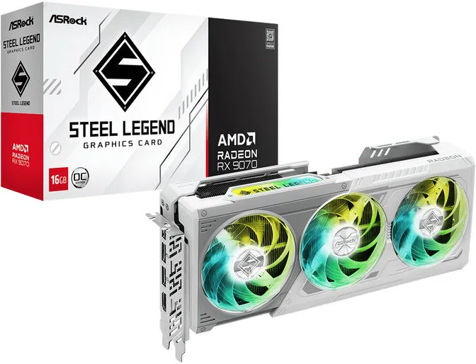 Gráfica ASRock Radeon RX 9070 Steel Legend 16GB GDDR6