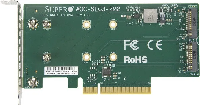 Supermicro AOC-SLG3-2M2 interface cards/adapter AOC-SLG3-2M2-O
