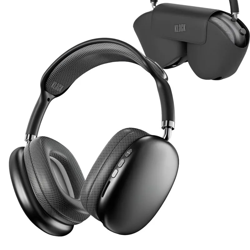 Klack Pro Max Auscultadores Sem Fios Bluetooth com Capa Pretos