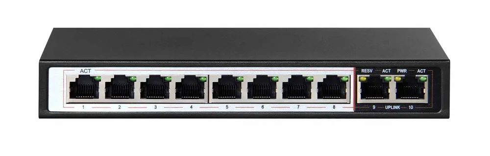 Extralink CERES | Switch PoE | 8x 100Mb/s PoE/PoE+, 2x RJ45 EX.3906