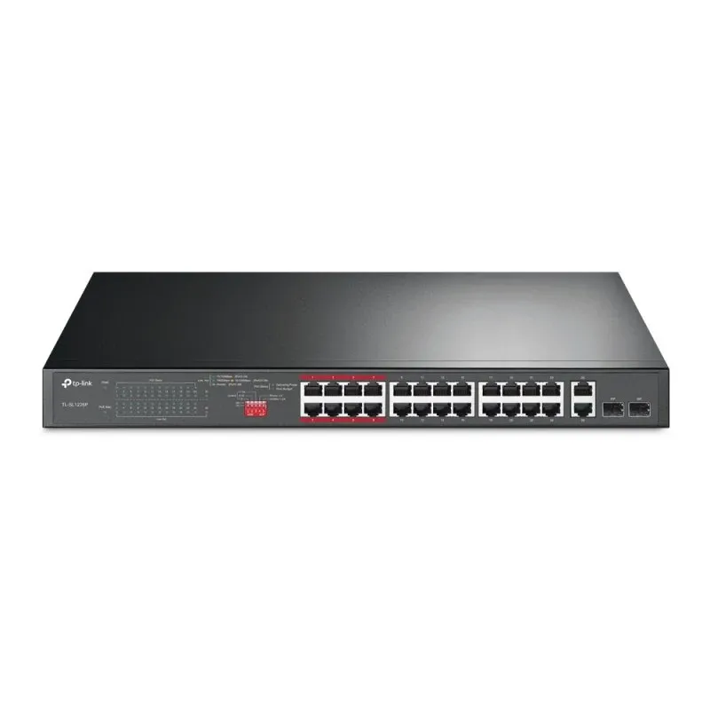 Switch de Rede TP-Link 24 Portas PoE+ 10/100Mbps + 2x Gigabit + 2x Combo Gigabit SFP- TL-SL1226P