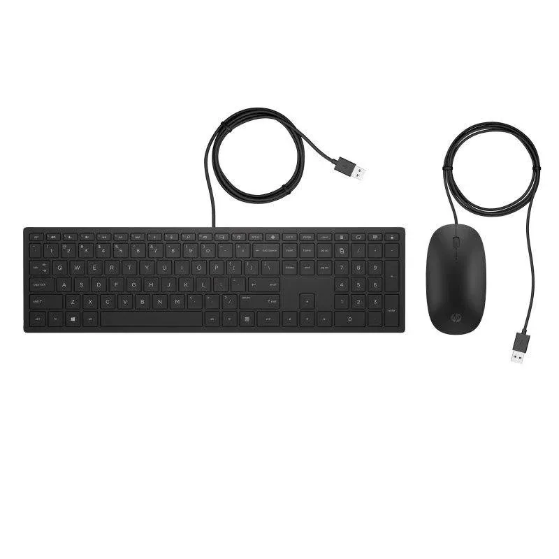Teclado HP Pavilion 400 preto com teclado completo e rato USB com fio Francês