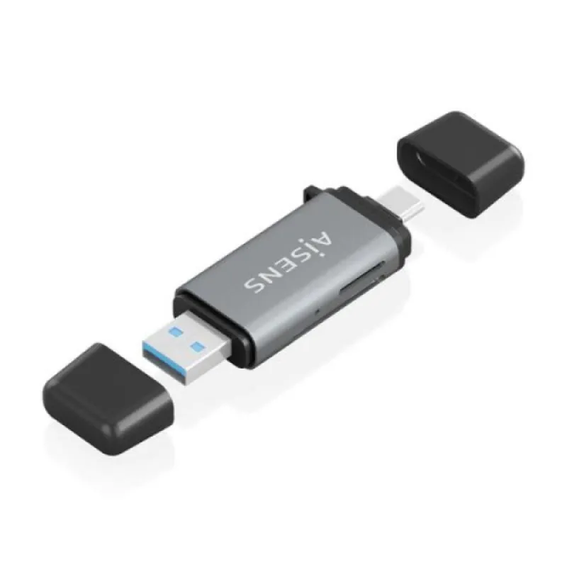 Leitor de cartões Aisens ASCR-2AC11-GR SD MicroSD MMC RS-MMC USB-A USB-C cinzento