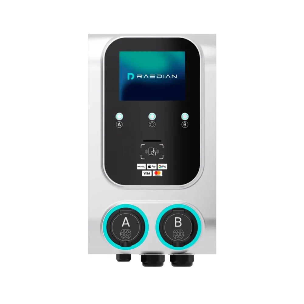 Carregador para Carros Wallbox Raedian Gemini Tipo 2 2x22kW 32A IP55 IK10 Cinzento - RD-GEMINI-22WD-SS-M1-P2