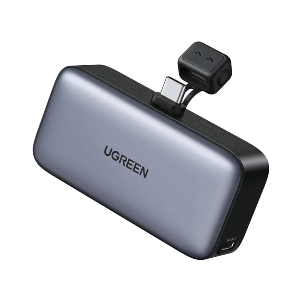 Powerbank UGREEN PB503 5000mAh PD 22.5W c/ Conector USB-C Integrado Preta/Cinza