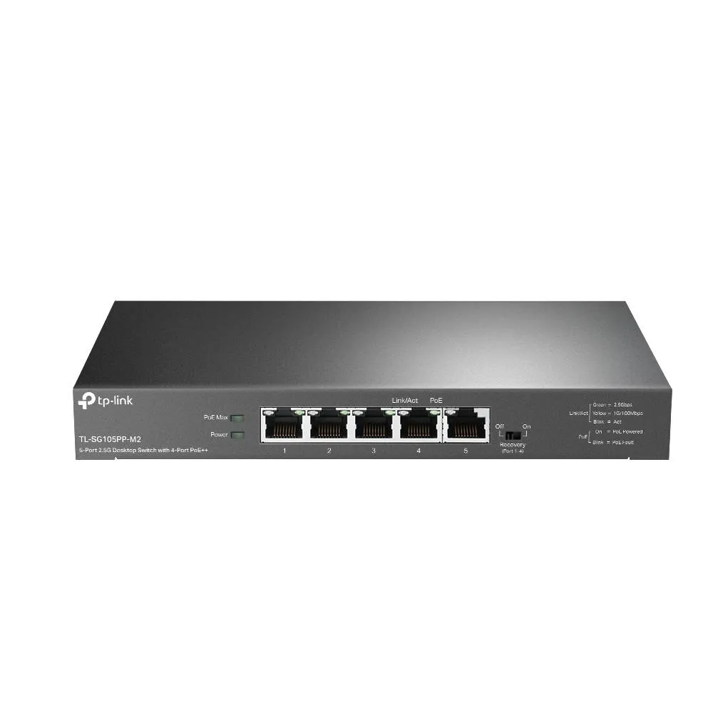 Switch de Rede TP-Link TL-SG105PP-M2 5 Portas 2.5GbE UnManaged com 4 Portas PoE++
