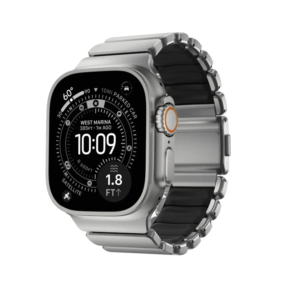 Bracelete Nomad Stratos Apple Watch 49mm Prateada/Preta