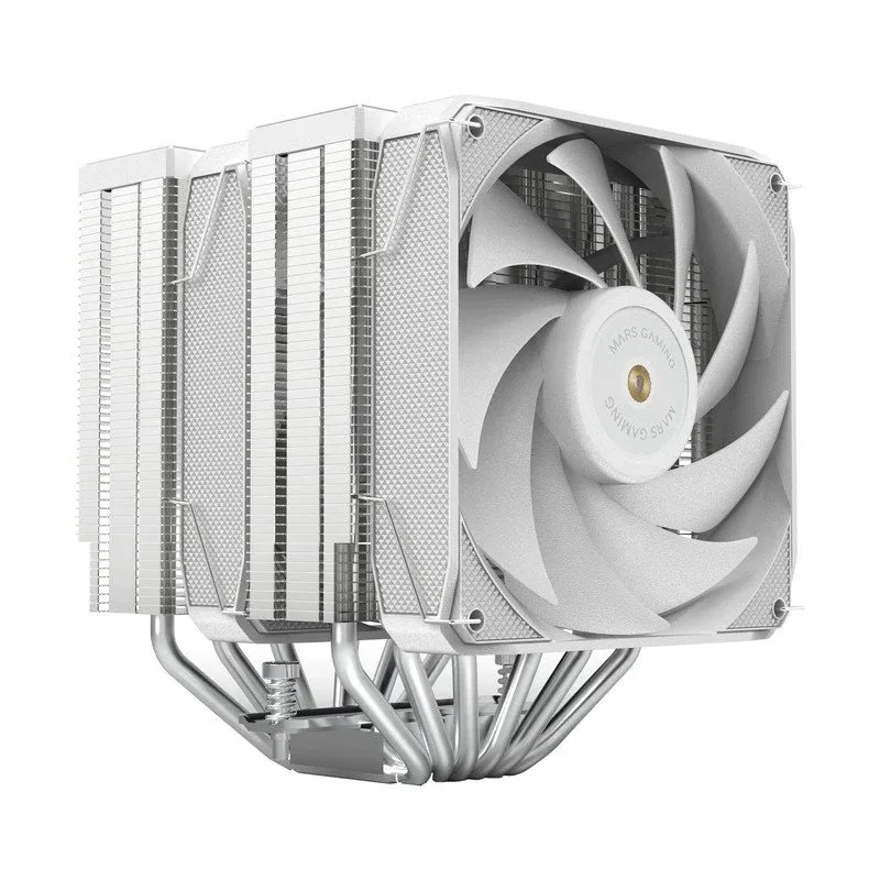 Cooler CPU Mars Gaming MCPU-XU6 Cooler de CPU de Torre Dupla TDP 350W com 2x Ventoinhas FDB e 6 Heatpipes HCT Branco