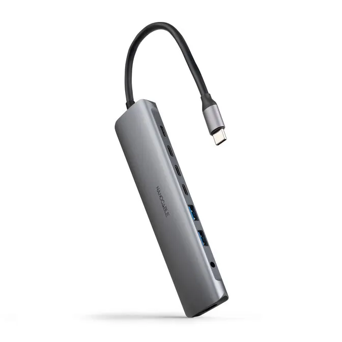 Hub Nanocable USB-C 2xUSB-A+3xUSB-C+USB-C CARGA+HDMI+AUDIO