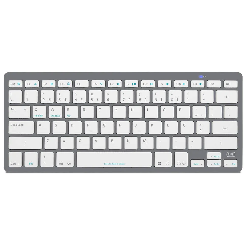 Teclado 1Life Slim Multi-Device Bluetooth PT Branco