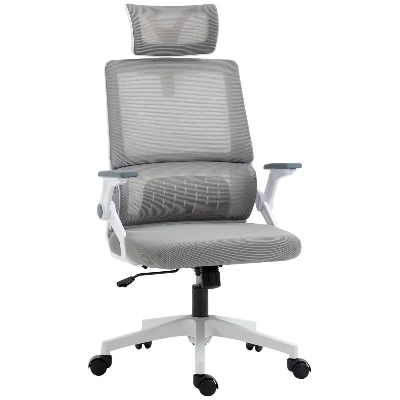 Cadeira de escritório Vinsetto giratória e ajustável em malha 58x61x102-119 cm cinza
