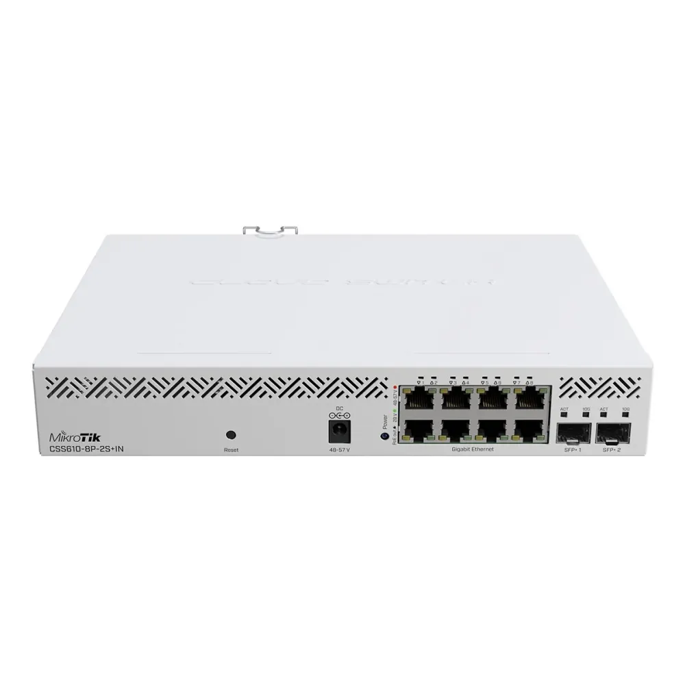 Switch MikroTIk 8 Portas 10/100/1000 Mbps PoE SFP+ Branco (CSS610-8P-2S+IN)