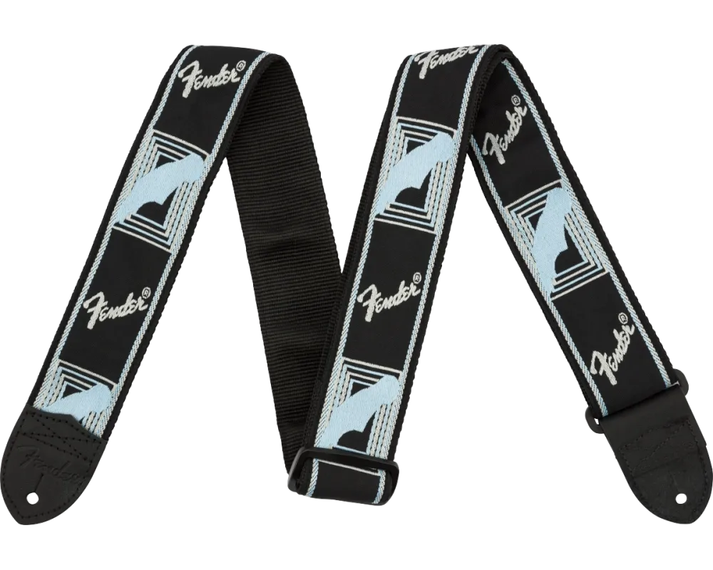 Fender Monogrammed Strap, Black/Light Grey/Blue