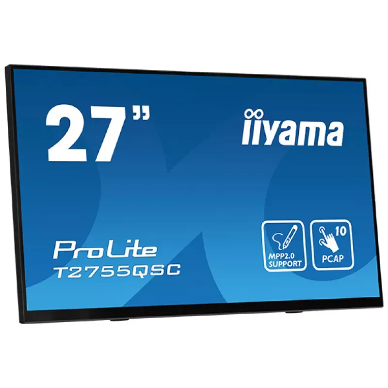 iiyama ProLite T2755QSC-B1 - Monitor LED - 27" - ecrã de toque - 2560 x 1440 WQHD @ 75 Hz - IPS - 400 cd/m² - 1000:1 - 5 ms - HDMI, DisplayPort - altifalantes - preto opaco
