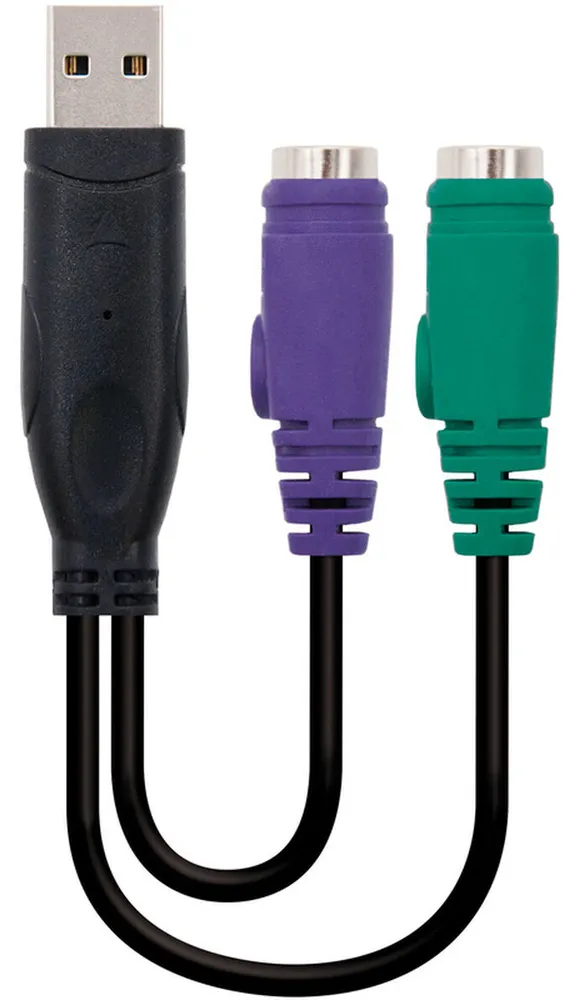 Cabo Conversor Nanocable PS/2 a USB 2xPS/2/F-A/M 15 CM Preto