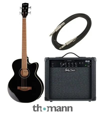 Harley Benton B-30BK Acoustic Bass Bundle