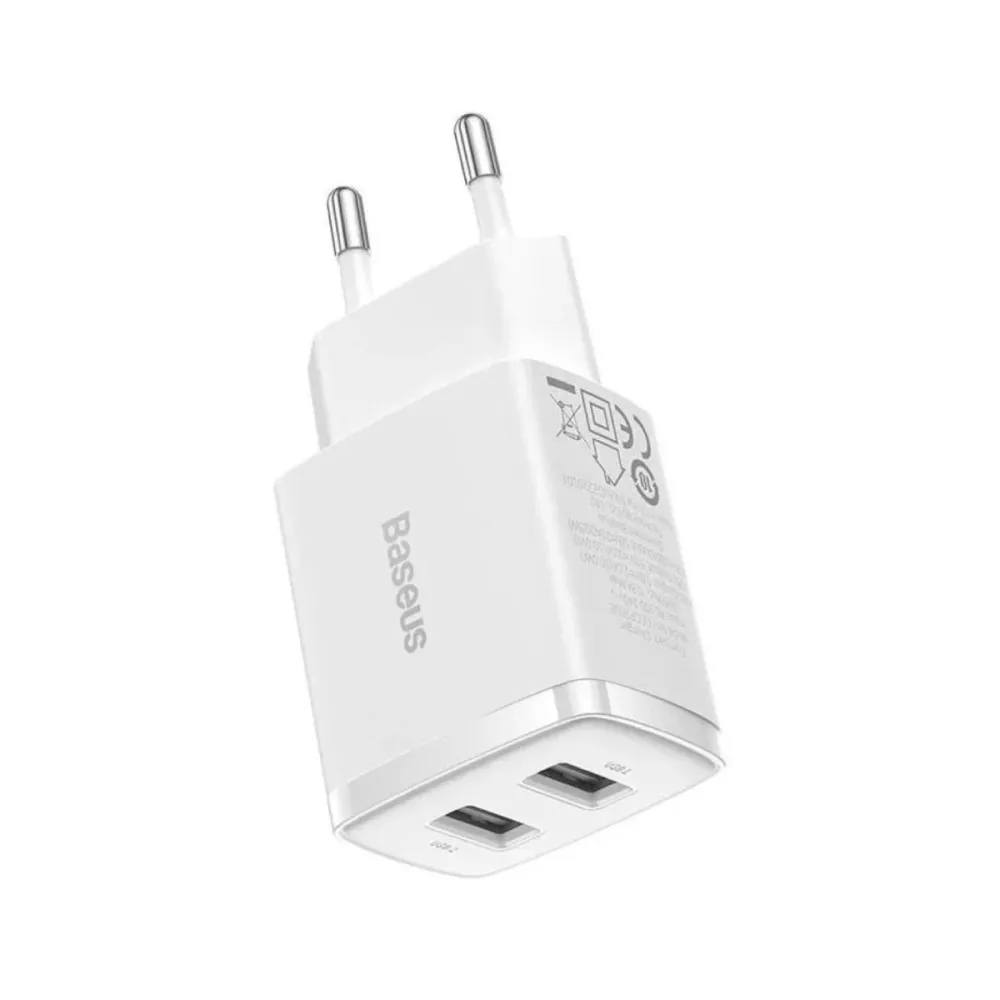 Carregador Baseus Compact 2xUSB-A 10.5W Branco