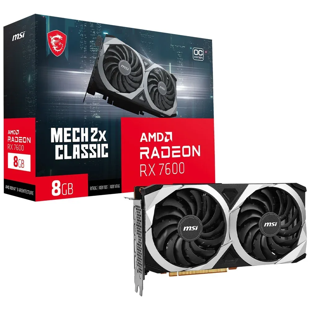 Placa Gráfica MSI Radeon RX 7600 Mech 2X Classic 8G OC