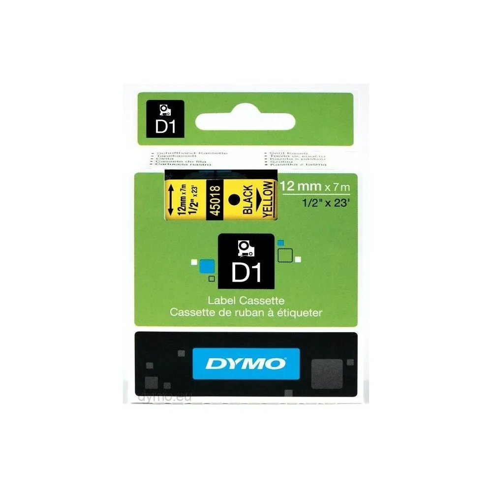 D1 - CINTAS DYMO 12MMX7M NEG/AMAR
