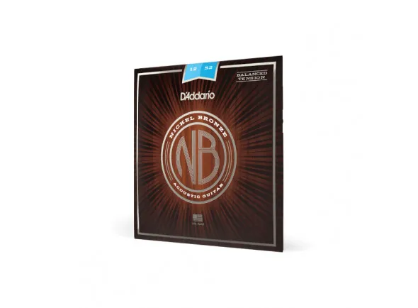 D'Addario NB1252BT 12-52 Light Balanced Tension, Nickel Bronze Acoustic Guitar Strings