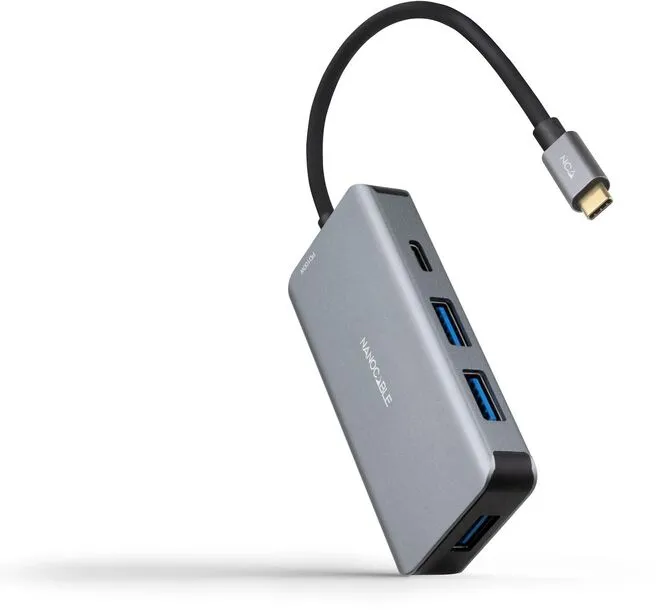Hub USB-C Nanocable 3x USB-A + USB-C + USB-C PD (100W) 15 CM Aluminio