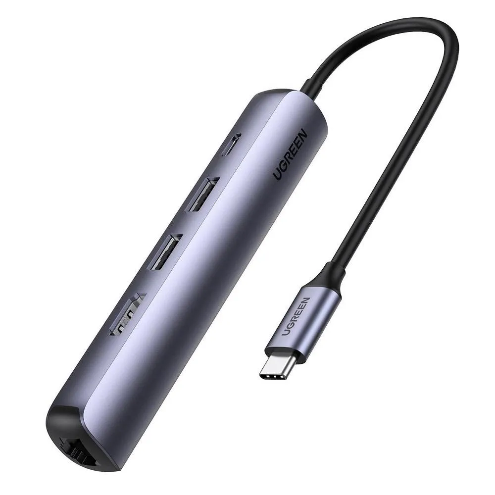 Hub USB-C Ugreen CM418 5 em 1 Ethernet + HDMI 4K + 2xUSB 3.0 + USB-C 100W