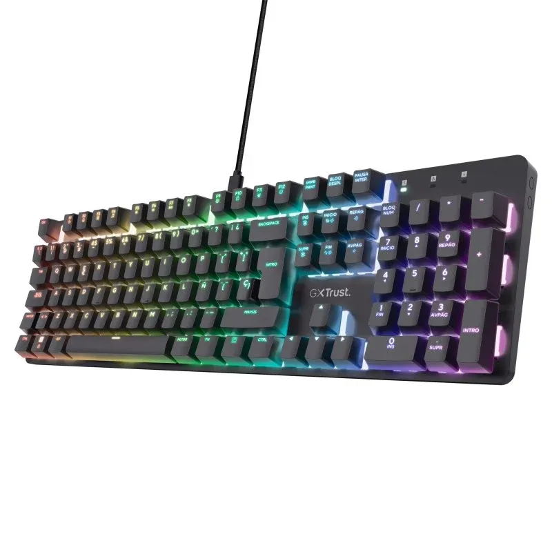 Teclado Trust GXT 871 Zora Mecânico RGB Alámbrico USB Preto