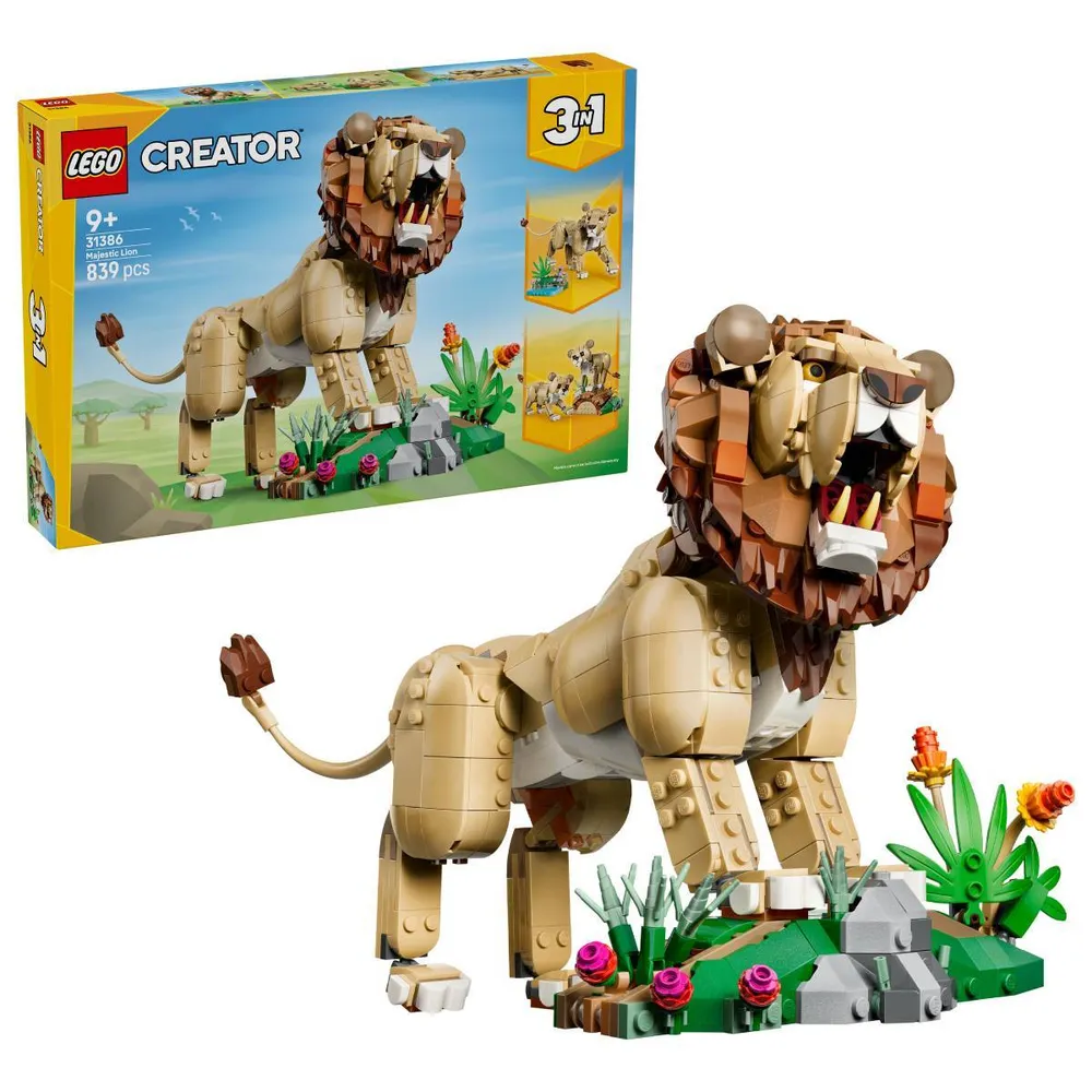 LEGO Creator: Animais Selvagens - Leão Majestoso | Idades 9+ | 839 Peças | Item 31386