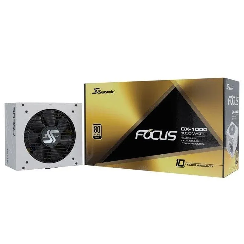 Fonte Alimentação Fonte de Alimentação Seasonic Focus GX-1000 1000W 80 PLUS Gold Modular Branca