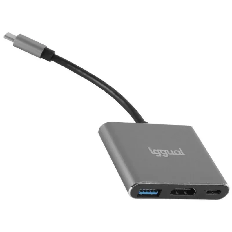 Hub iggual 3 portas USB 3.2 Gen 1 Type-C HDMI 4K Ultra HD Power Delivery