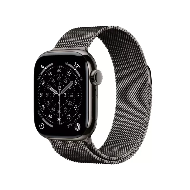Apple Watch Series 11 (GPS + Cellular) - 42 mm - titânio ardósia - relógio inteligente Com círculo milanês - rede de aço inoxidável - ardósia - tamanho do pulso: 130-180 mm - 64 GB - LTE, Wi-Fi 4, UWB, Bluetooth - 5G - 34.6 g