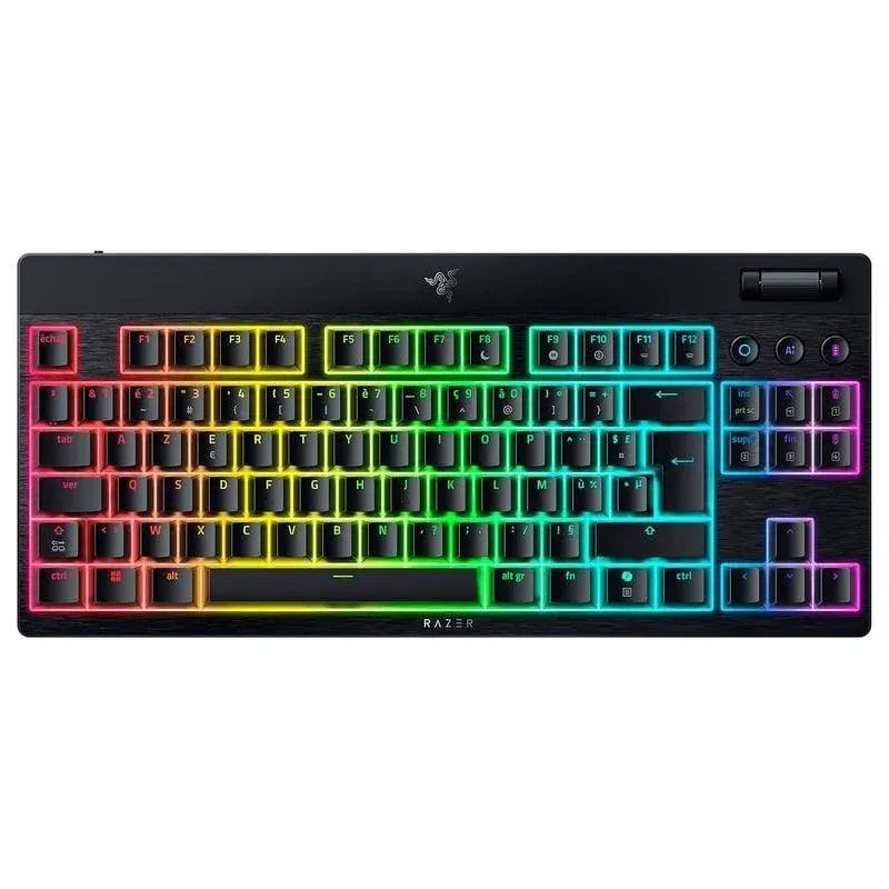 Teclado Razer BlackWidow V4 TKL compacto sem fios switches Razer Orange RGB AZERTY
