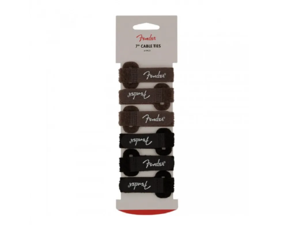 Fender Cable Ties 7 inch, 3 Black/ 3 Brown