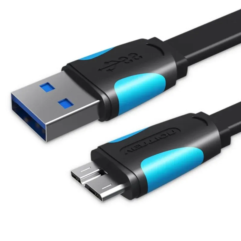 Cabo USB Vention VAS-A12-B100 USB 3.0 A a Micro B Macho 1m Preto e Azul