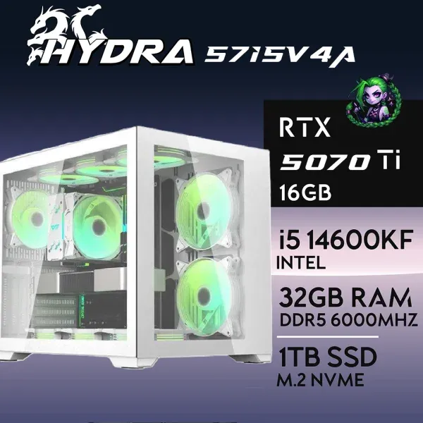 PC Gaming HYDRA-57I5V4A - I5 14600KF | RTX5070Ti 16GB | 32GB | M.2 1TB
