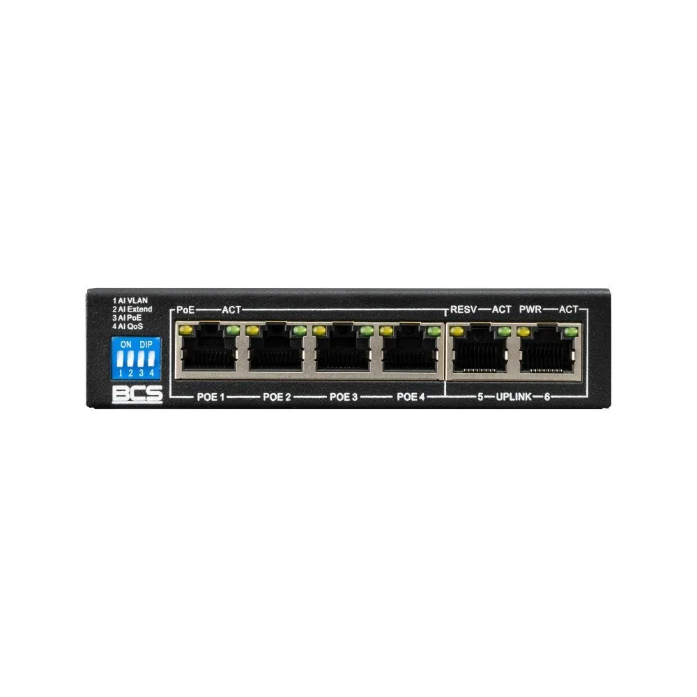 BCS BCS-B-SP0402 Switch PoE de 4 portas com Tecnologia BCS-B-SP0402