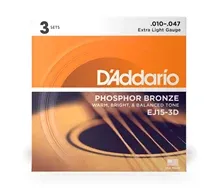 Jogos Cordas Guitarra Acústica D'Addario EJ153D 010-047 Pack 3