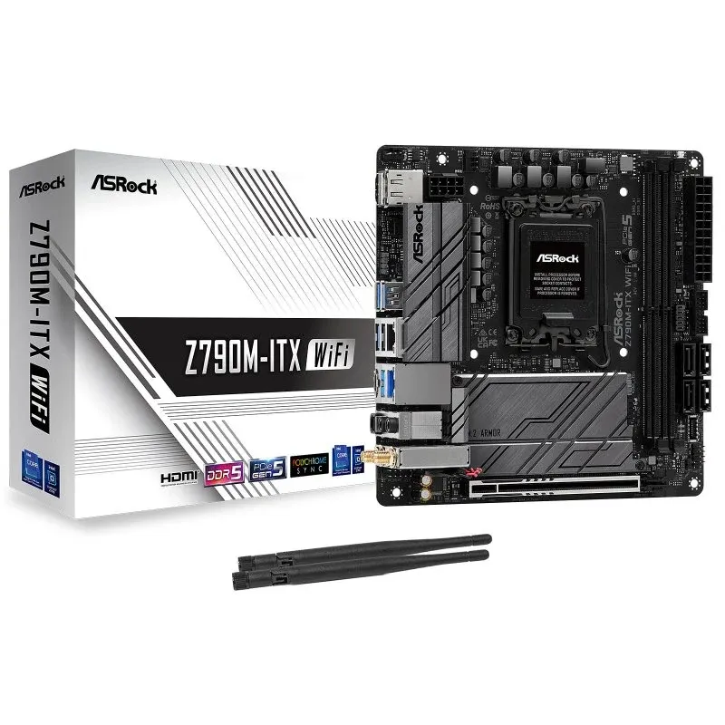 Placa mãe ASRock Z790 Intel Z790 Socket 1700 Mini ITX Z790M-ITX WiFi DDR5 PCIe 5.0 Wi-Fi 6E LAN 2,5 GbE