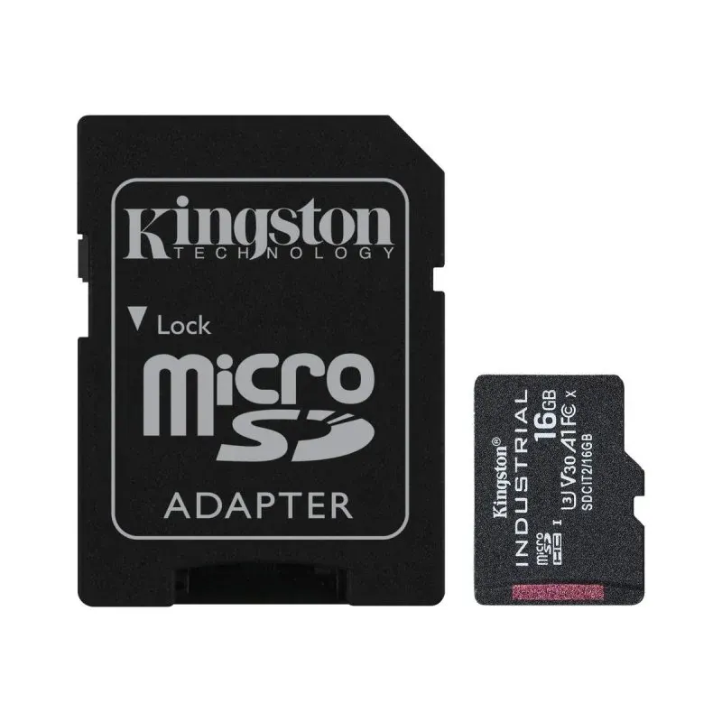 MicroSDHC Kingston Industrial 16GB UHS-I U3 V30 A1 SD Adaptador Resistente