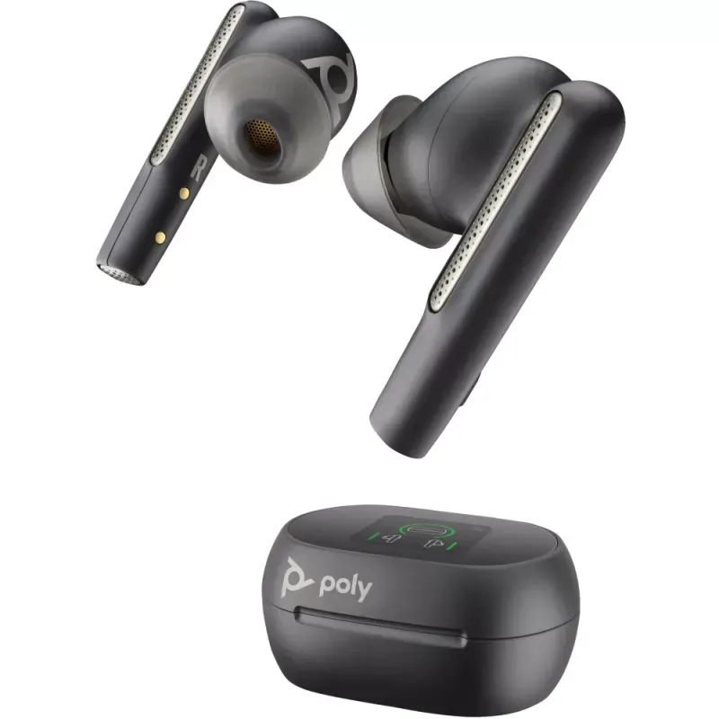 Poly Voyager Free 60+ UC M - Auscultadores sem fios com microfonoe - intra-auricular - bluetooth - cancelamento de ruído activo - preto carvão