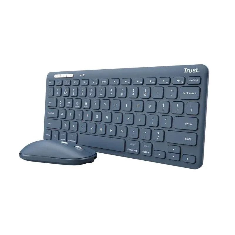 Teclado de tesoura Trust Lyra QWERTY Azul Wireless Bluetooth com rato incluído