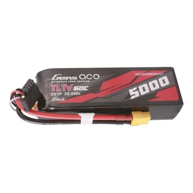 Gens Ace Bateria G-Tech 60C 3S1P LiPo com conector XT60 5000mAh 11.1V