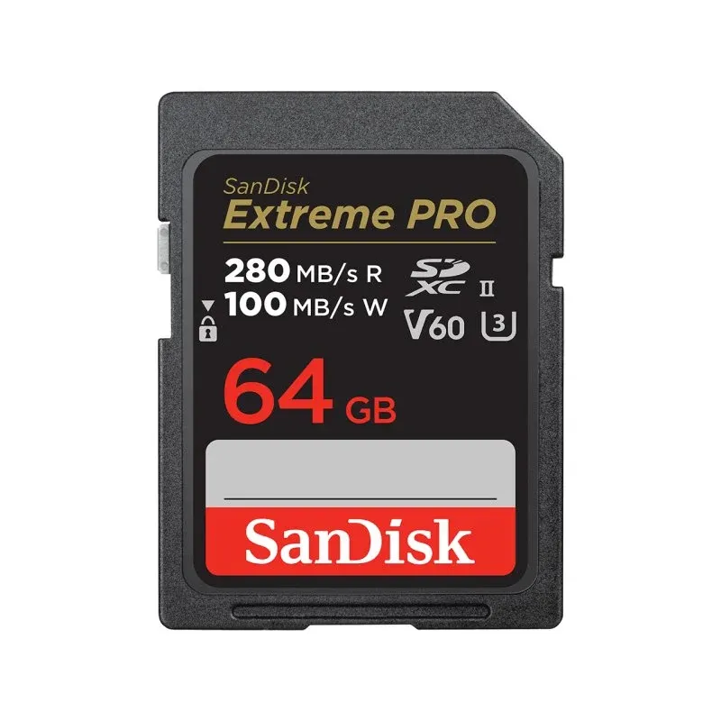 Cartão SanDisk Extreme PRO SDSDXEP-064G-GN4IN 64 GB UHS-II 280 MB/s V60 Preto