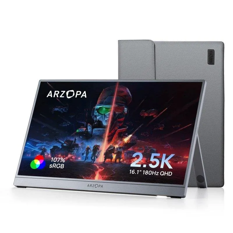Monitor Arzopa Z3FC 16,1" QHD 180Hz IPS Portátil FreeSync HDR10 Funda 9ms