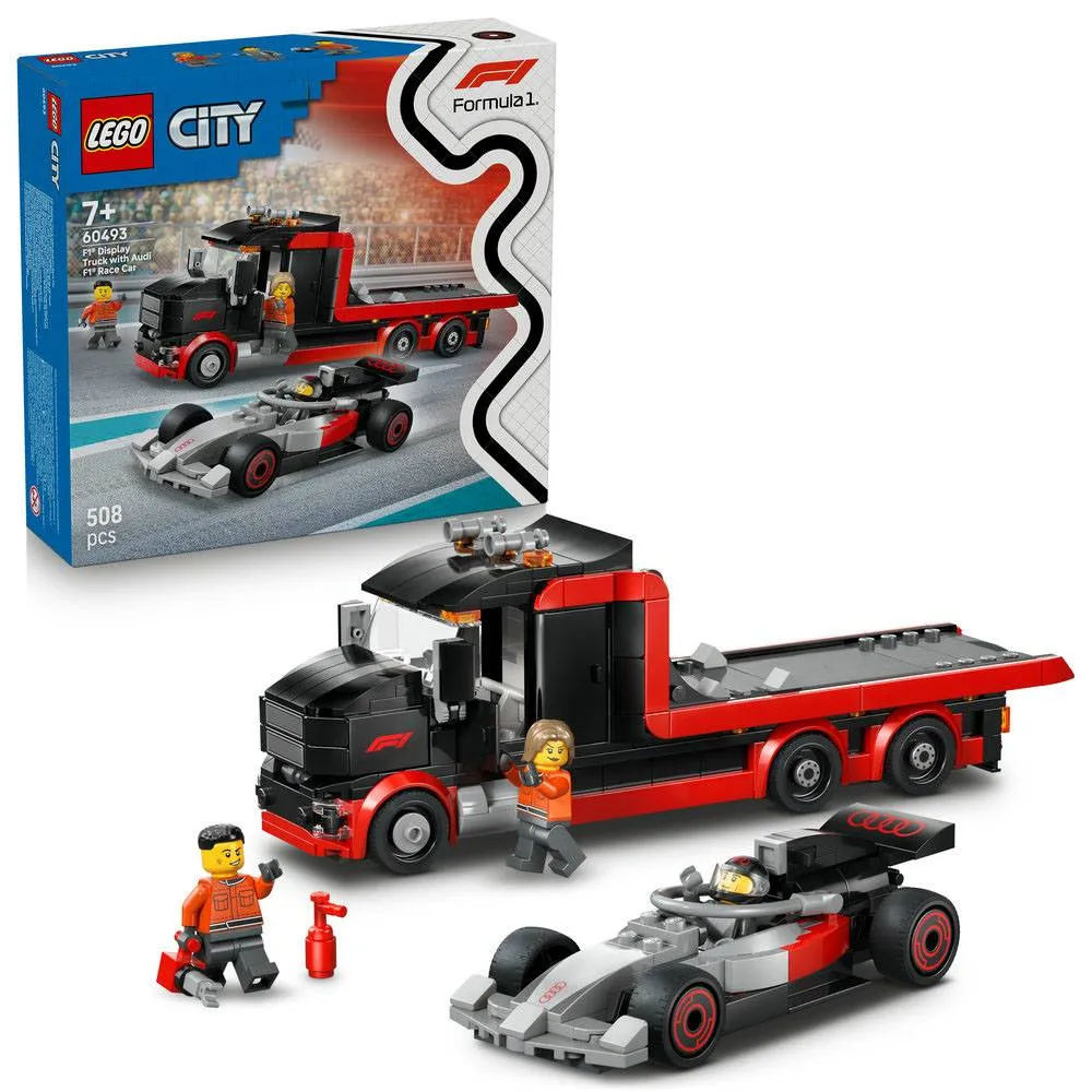 LEGO City: Camião de Exibição F1 com Carro de Corrida Audi F1 | Idades 7+ | 508 Peças | Item 60493