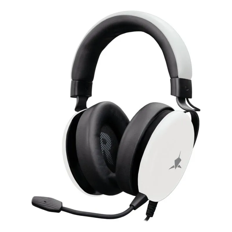 Auriculares White Shark ELEPHANT com fio, jack 3,5 mm, gaming, microfone e controlo de volume preto e branco